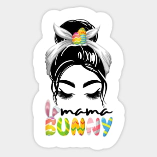 Mama Bunny Messy Bun Happy Easter Sticker